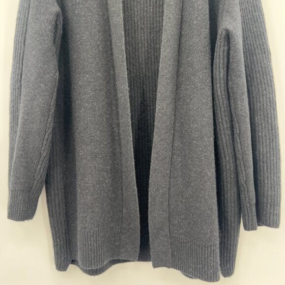 Vince Black Ribbed Wool Cashmere Cardigan Long Line Open Front M - Picture 3 of 8